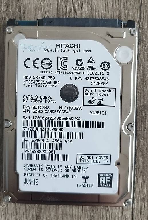 Dischi rigidi: Hard Disk Usati 2.5"  750 GB – Usato da Bedano venduto da fmilos 1