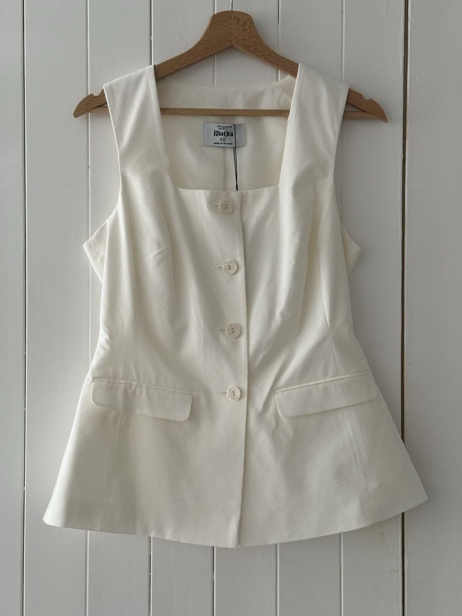 Gilet & Giacche senza maniche: Blazer-Weste Rita Ora Grösse XS - Weiss – Nuovo (secondo la descrizione) da Nidau venduto da Unbreakable02
