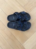 Black Ruched Strap Platform Slides Sandals Size 38 EUR 7 USA