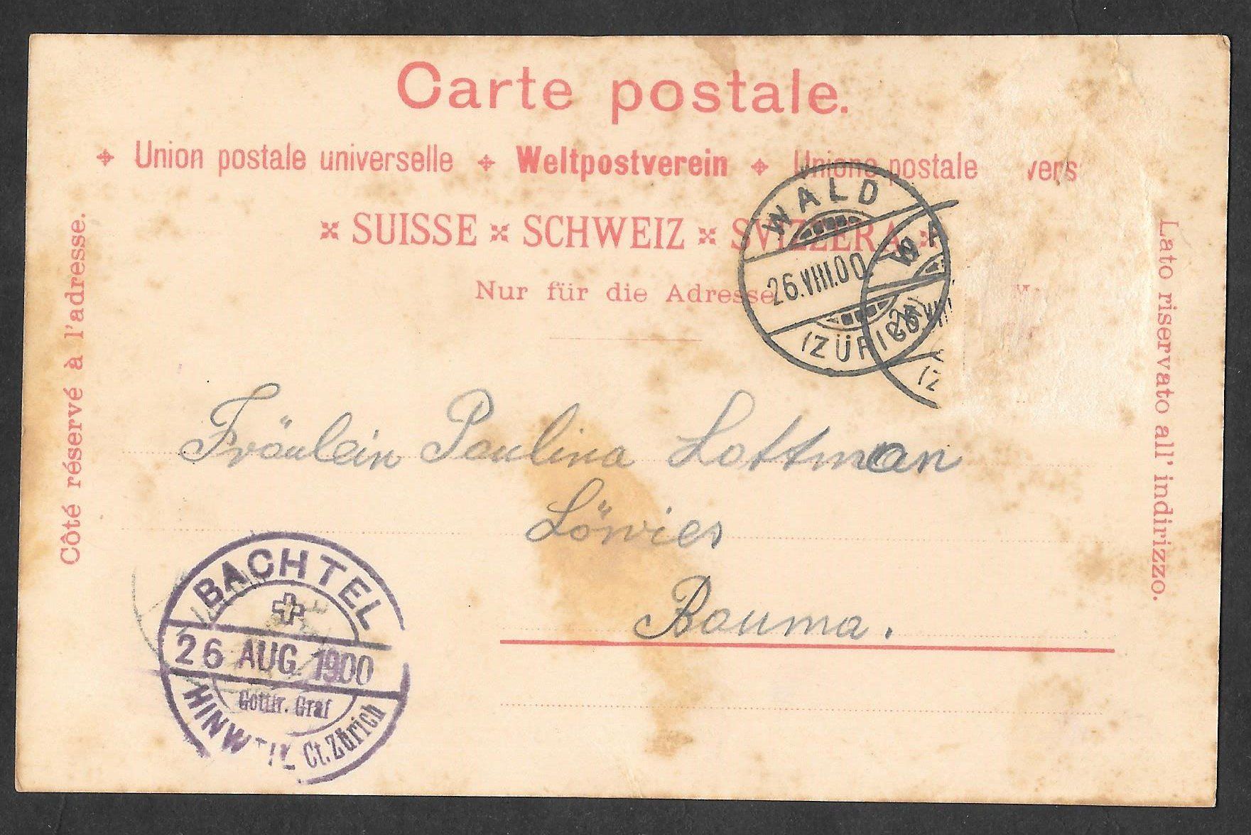 Cartoline postali: Hinwil Gruss von Bachtel Lithografie – Usato da Olten venduto da clotaldi 1