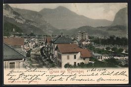 Meiringen, Strassenpartie mit Gebäudean