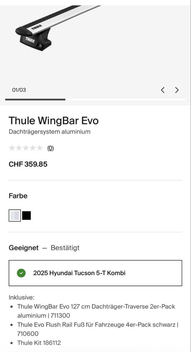 Thule Barres de toit: Thule WingBar Evo Dachträgersystem aluminium 127cm – D'occasion à Bolligen par Brunski 2