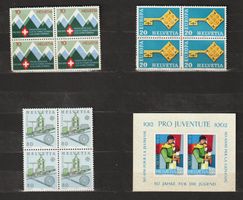 BRIEFMARKENSAMMLUNG, 3 x 4er Block + 1x 2er, postfrisch