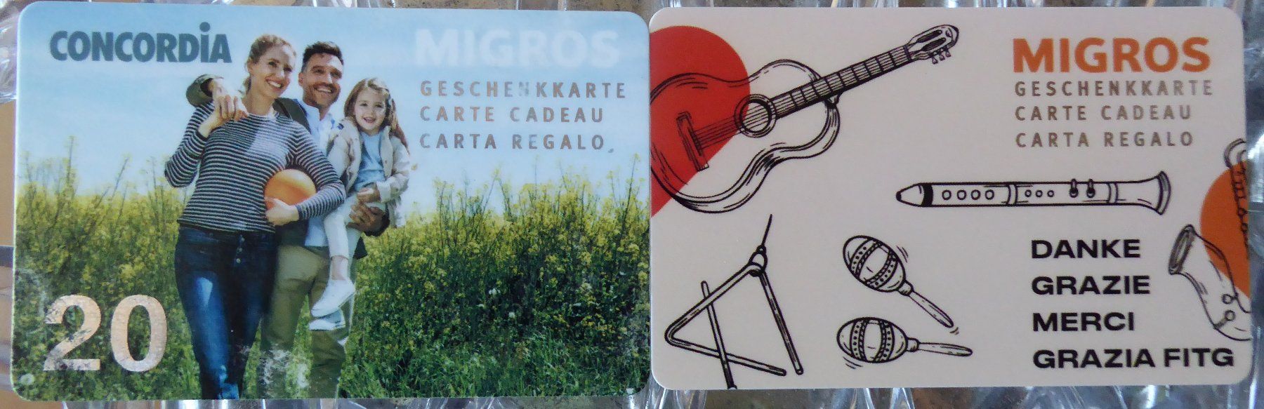 Cartoline: 2 Geschenkkarten Migros – Usato da Gossau SG venduto da oreliefredy