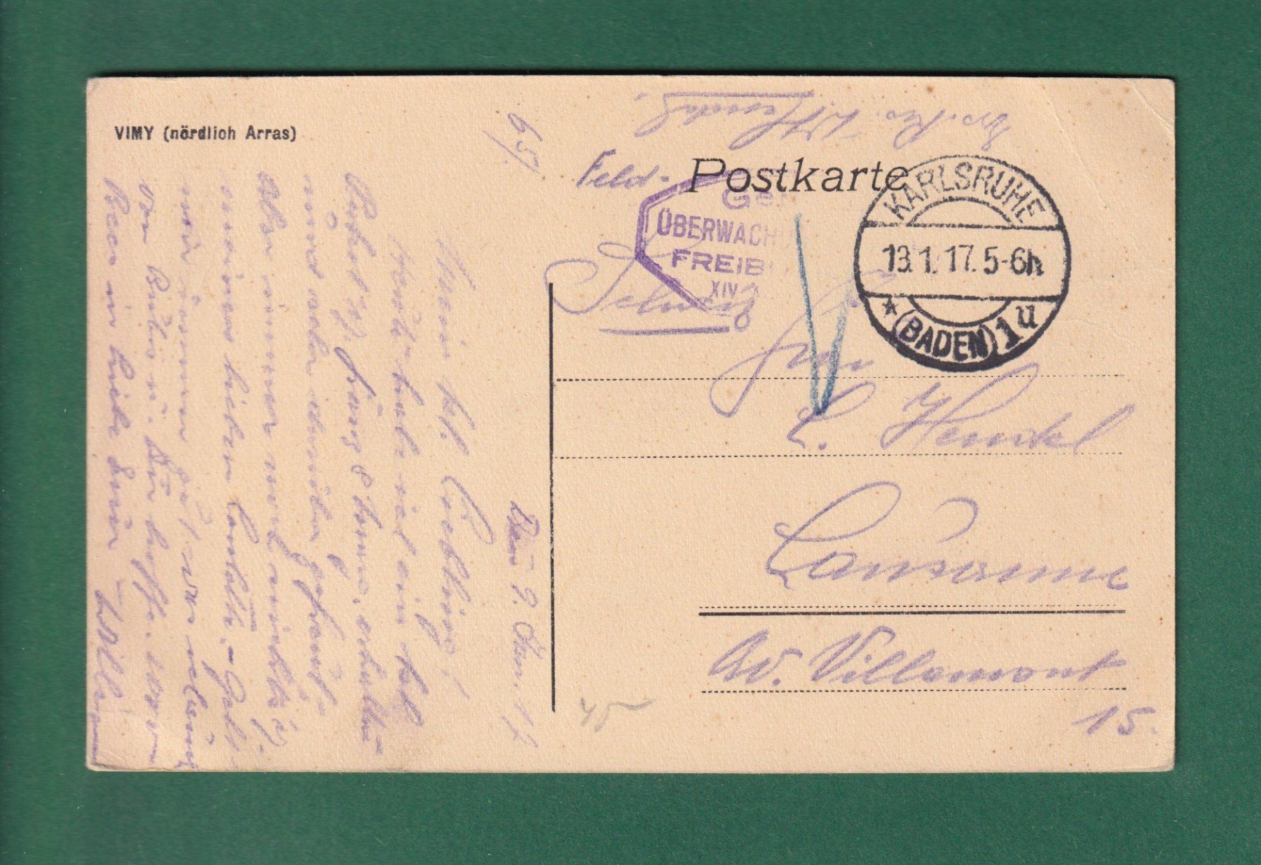 Ansichtskarten: VIMY - Krieg - 1917 – Gebraucht aus Pully von nicecards-shop 1