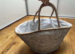 Strandkorb/ Badetasche weiss/silber