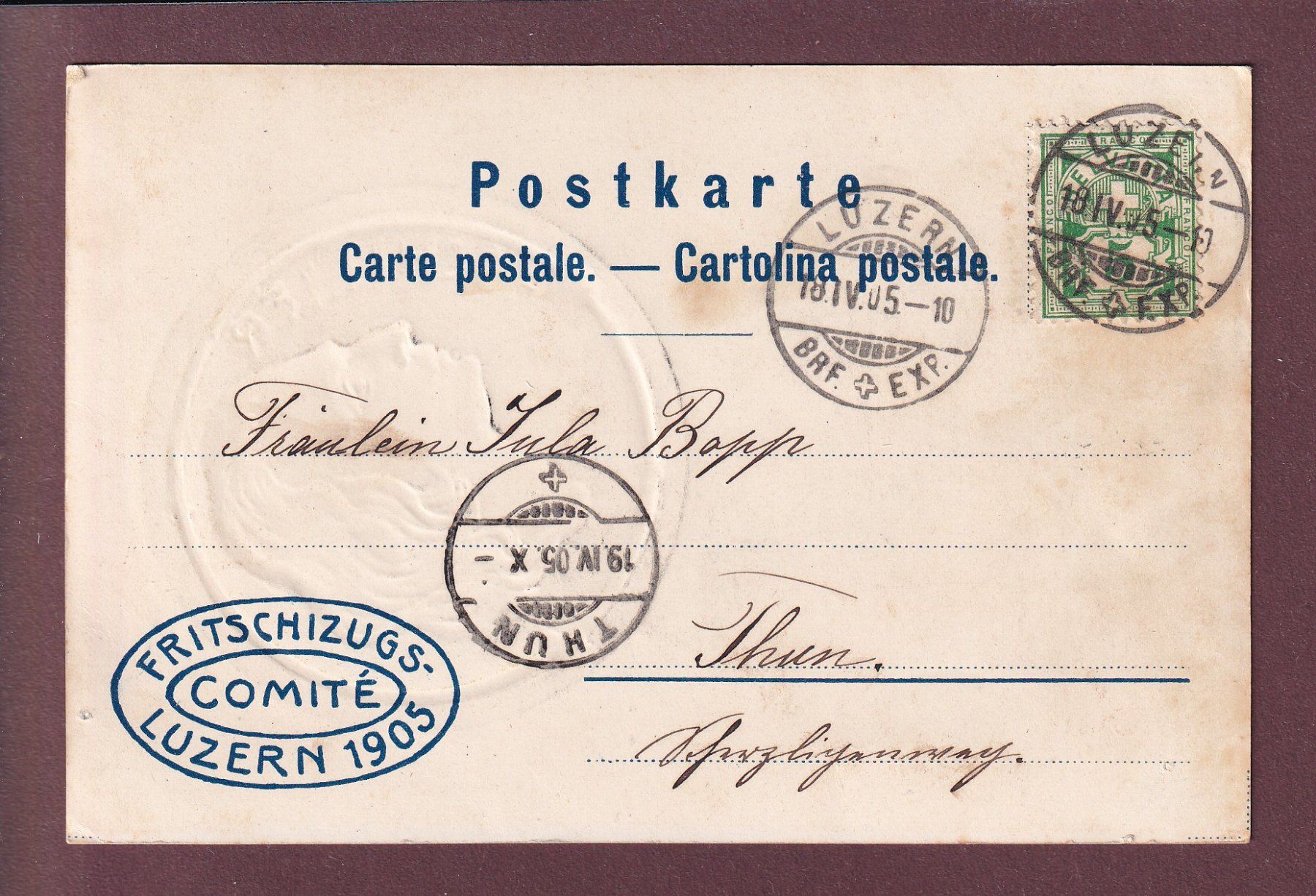 Cartoline postali: LUZERN - Schiller-Huldigung 1905 – Usato da Pully venduto da nicecards 1