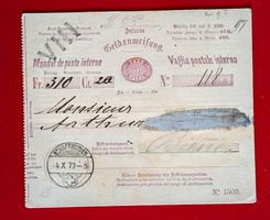 GANZSACHE INTERNE GELDANWEISUNG 50 RP SCHAFFHAUSEN BIEL 1873