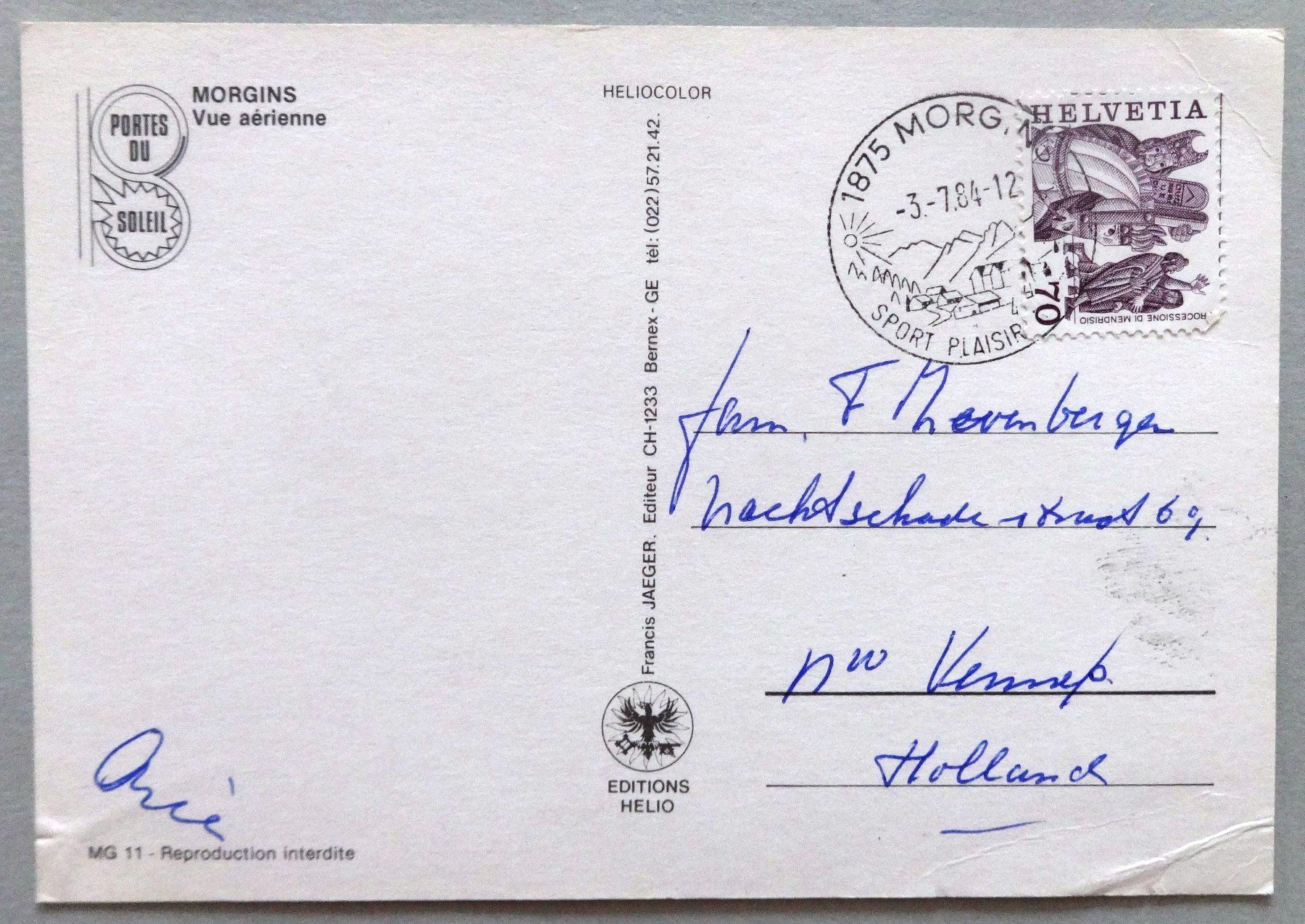 Cartoline postali: Morgins, Vue aérienne – Difettoso da Fétigny venduto da Billy2miny 1