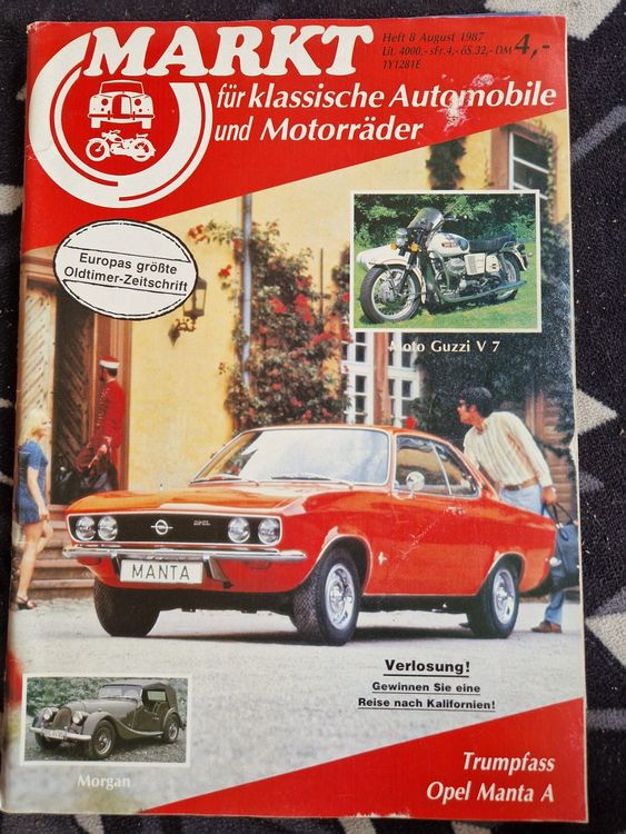 Altes Markt 8/1987 Opel Manta A Morgan ab 1954 Moto Guzzi V7