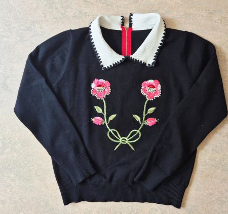 PULLOVER PULLI S 36 STRASSSTEINE STICKEREI PAILETTEN TOP