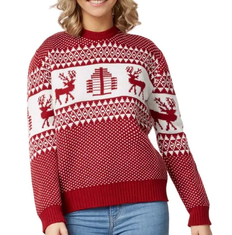 Pullover & Sweatshirts: Ausverkauf Weihnachtspullover Winterwunderland rot-weiß Gr.M – Neu und originalverpackt aus Oberegg von MZ_DiesundDas