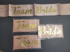 🌸 Team Bride Schärpe, JGA, Rosa & Gold 🌸