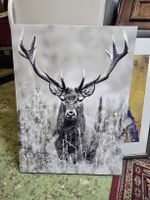 Leinwandbild Hirsch schwarz weiss 55x80 cm Top Zustand