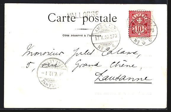 Cartoline postali: Litho Vallorbe, Ortspartie mit Kirche, W – Usato da Berlin venduto da bartko-reher 1