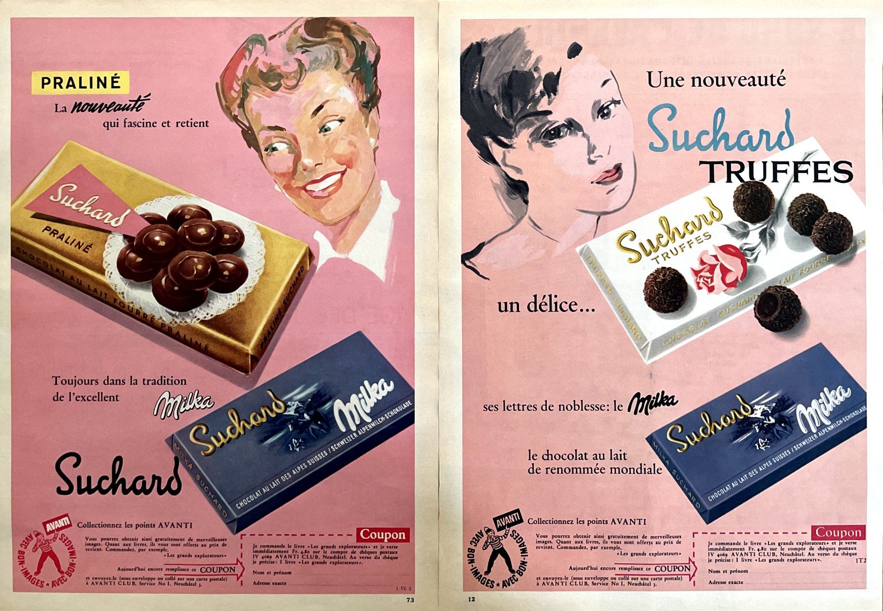 Poster & Bilder: Suchard - 4 alte Werbungen /Anciennes publicités 1949/56 – Gebraucht aus Savagnier von Ne2065 3