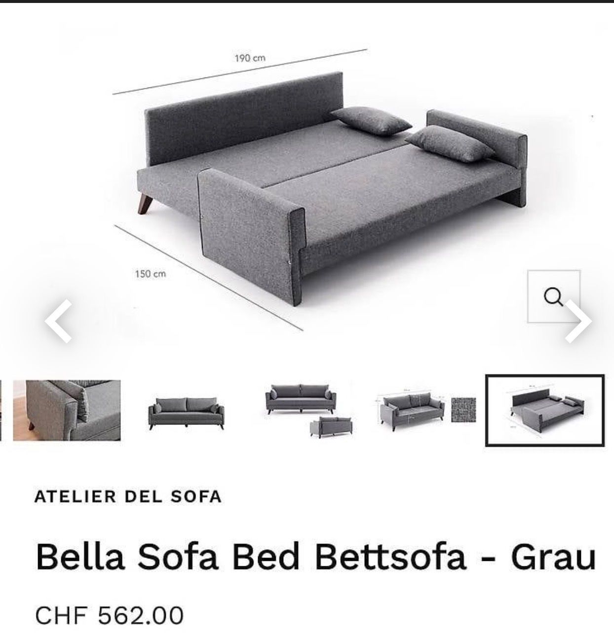 Sofas: Schlafsofa Bella Grau – D'occasion à Auw par Anndull 2