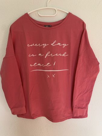 Damen Langarmshirt, dunkles rosa/pink, mit Aufdruck/Grösse S