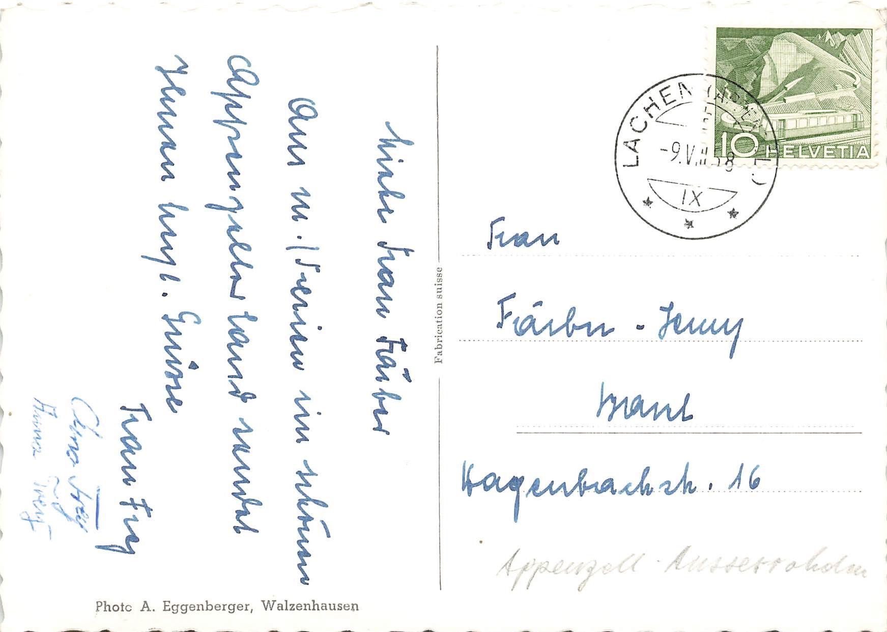 Cartoline postali: Walzenhausen Moos G – Usato da Biasca venduto da Blenio71 1
