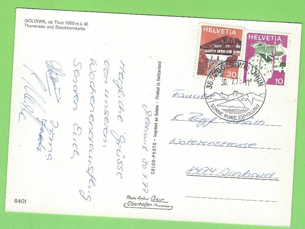 Cartoline postali: Goldiwil ob Thun – Usato da Zürich venduto da t24_de 1