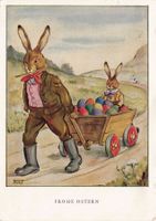 Frohe Ostern, Künstlerkarte BERT, gelaufen 1958