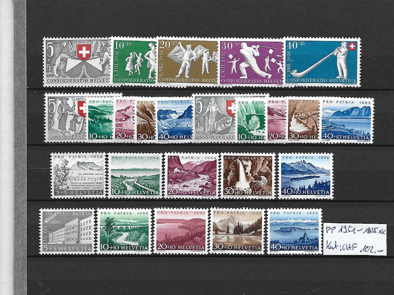 Tutti i francobolli: PP 1951 - 1955 ** Kat: CHF 102.- – Nuovo (secondo la descrizione) da Basel venduto da Ilp