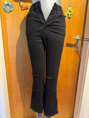 Mädchen Jean Hose Schlaghose Schwarz Gr 152