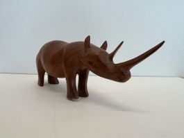 Holz Nashorn Figur ca. 24 cm Länge guter Zustand