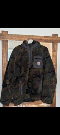 Carhartt Fleece Pullover Camouflage Hooded Jacket Size L/XL