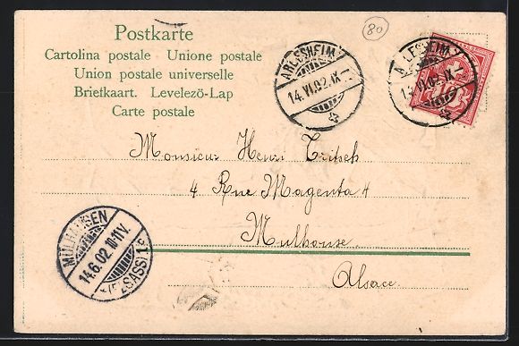Cartoline postali: Litho Luzern, Löwen-Denkmal, Kranz mit  – Usato da Berlin venduto da bartko-reher 1