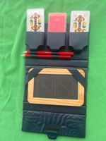 Jass-Set, Kunststoff, 6-teilig, mit Schiefertafel