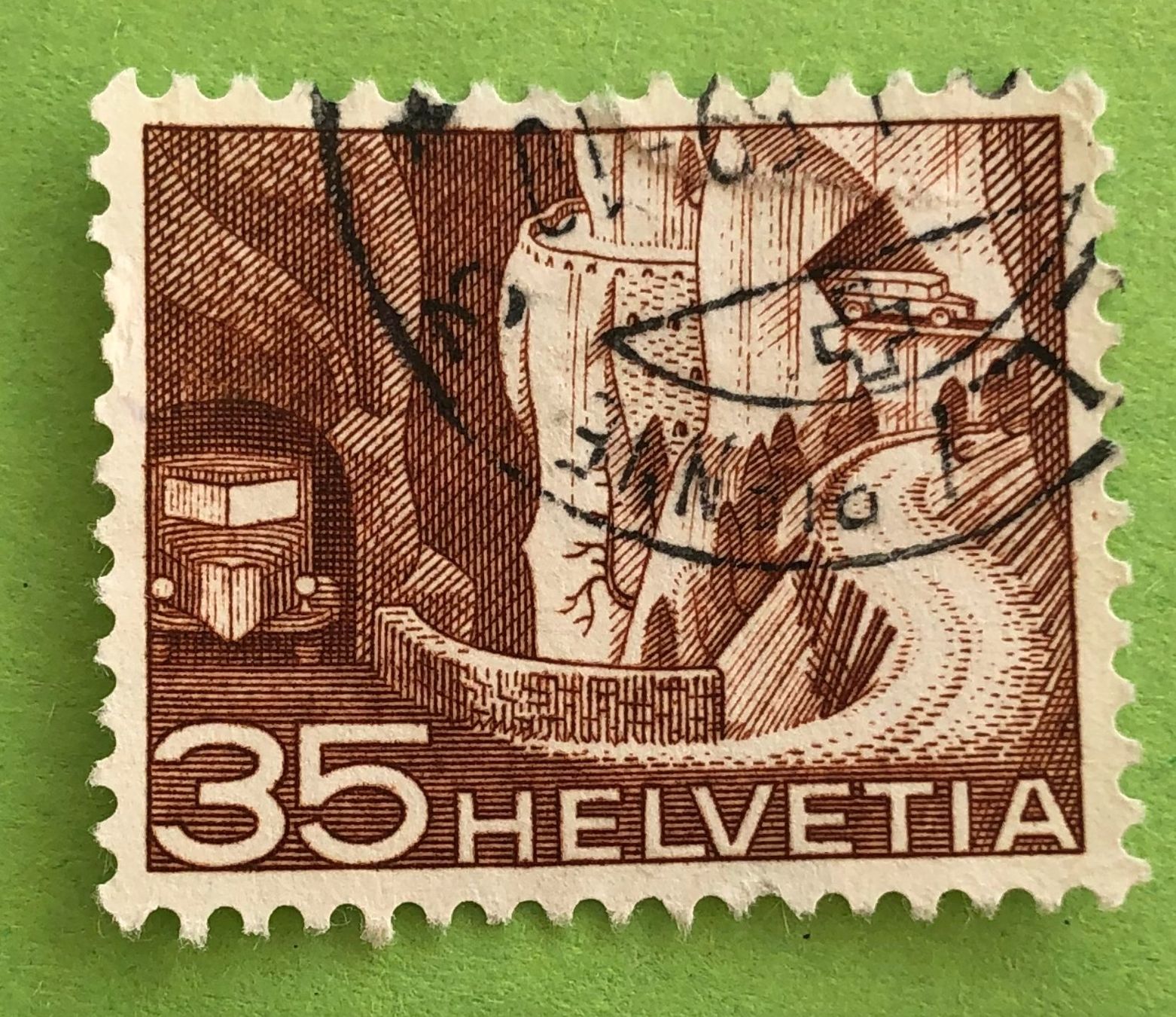 Tutti i francobolli: Nr.304 mit Stempel Alpenpoststrasse Technik und Landschaft – Usato da Aarau venduto da Billa007