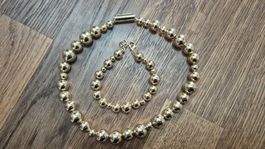 Golden necklace + bracelet set