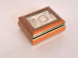 Schatulle 925er Silber signiert Wurzelholz Schmuckschatulle