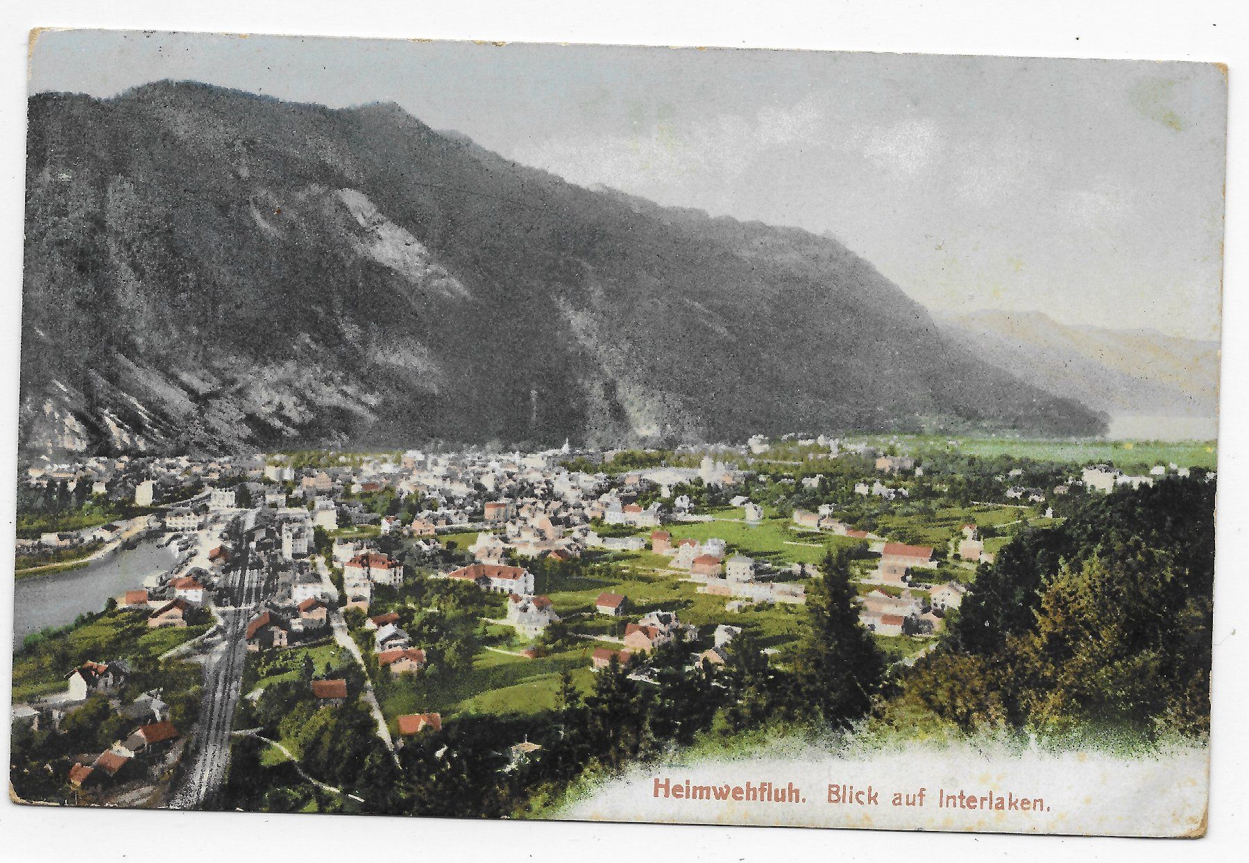 Cartoline postali: Heimwehfluh, Blick auf Interlaken – Usato da Hefenhofen venduto da Richsalz