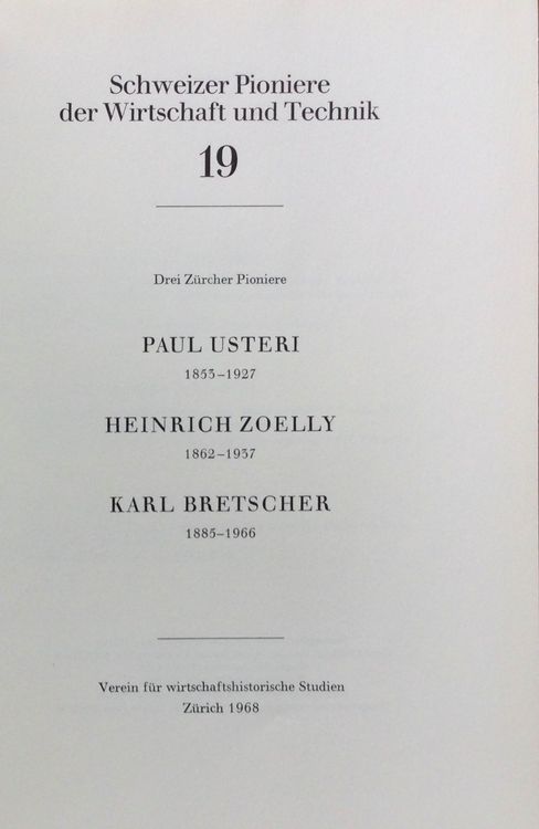 Paul Usteri / Heinrich Zoelly / Karl Bretscher Kaufen auf Ricardo