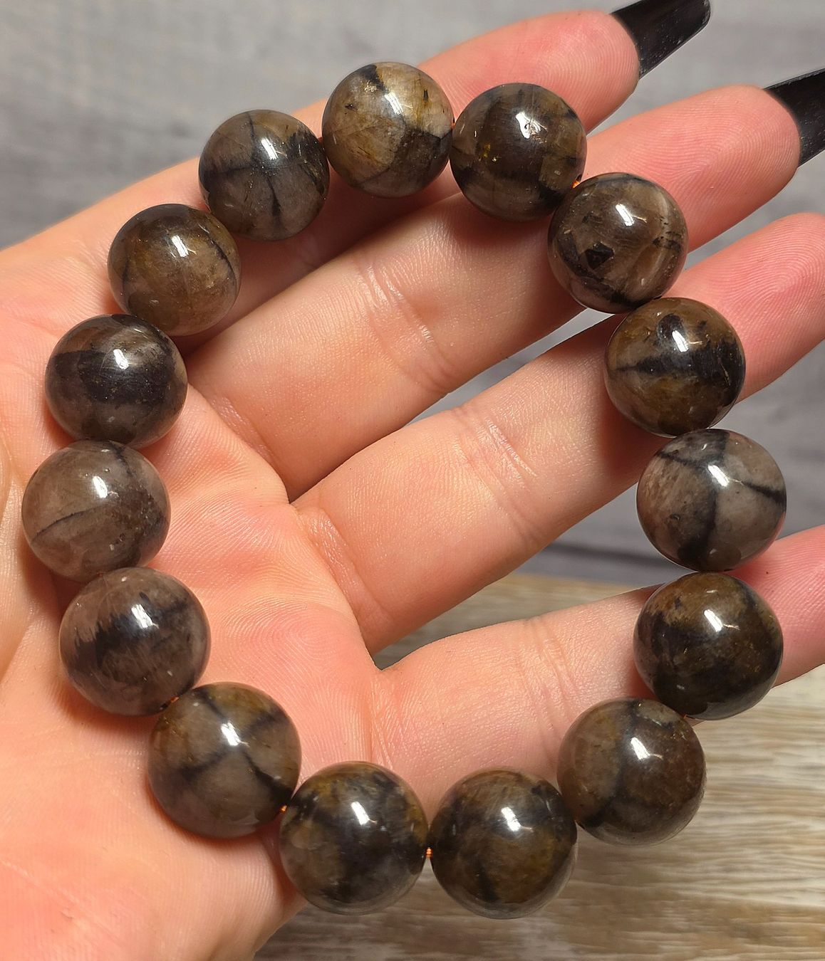 Minerali & Pietre curative: Hochwertiges Chiastolith Armband – Nuovo e nell'imballaggio originale da Matzingen venduto da Shay_Crystalz