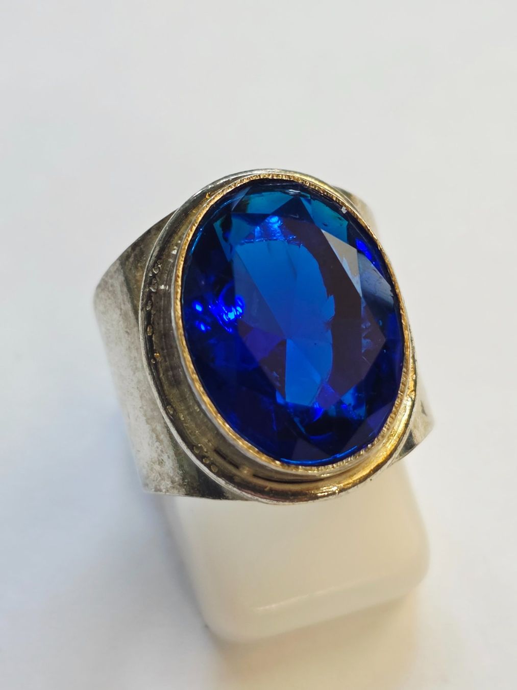 Bagues: Ring Silber grosser blauer Stein Grösse 68 17.7mm – Neuf (Voir description) à Zürich par ben_mn5h 9