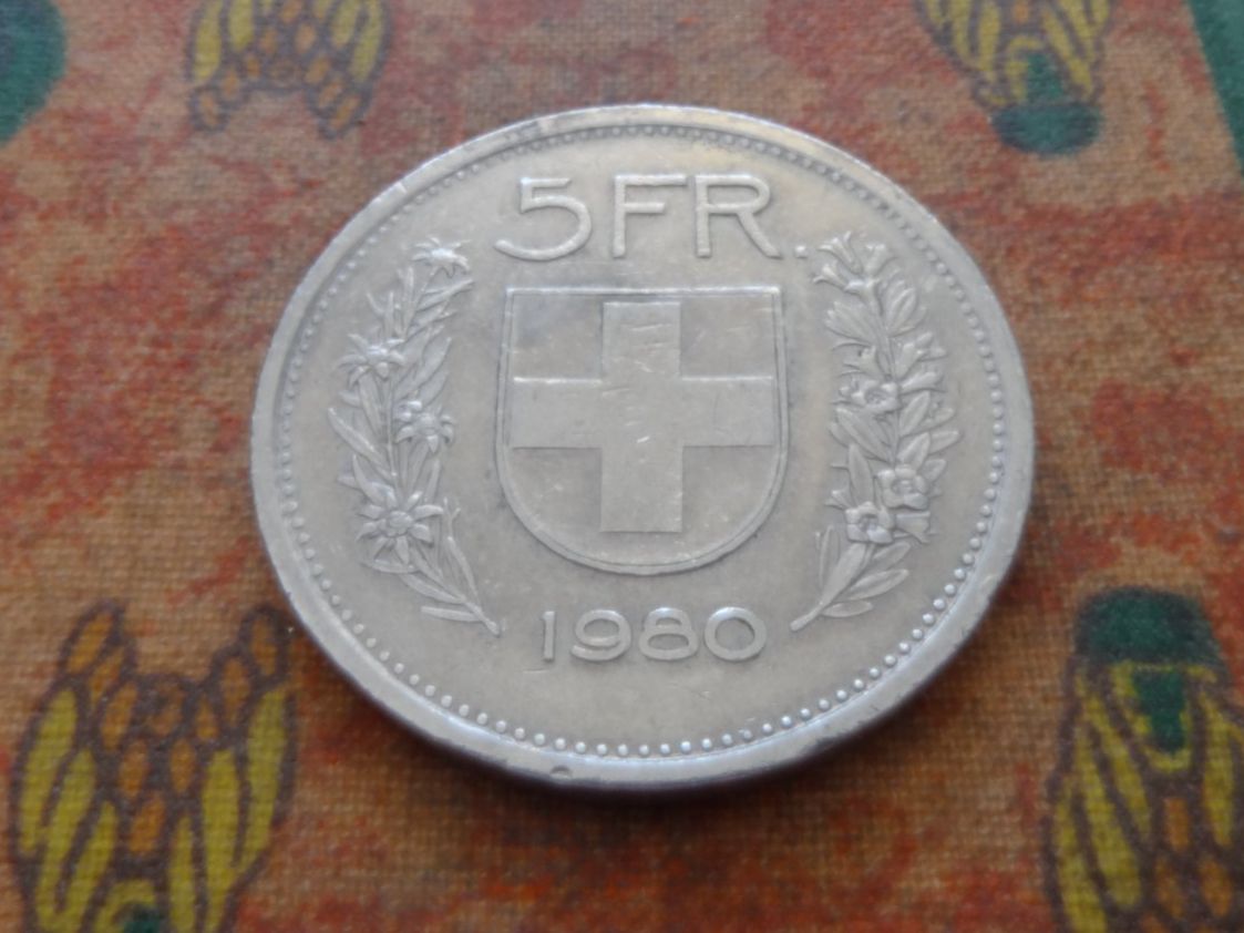 Tutti le monete: 5 Fr. 1980 – Usato da Romanel-sur-Lausanne venduto da Swift13