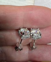 Boucles d'oreille argent avec moissanites 2 ct certifié GRA