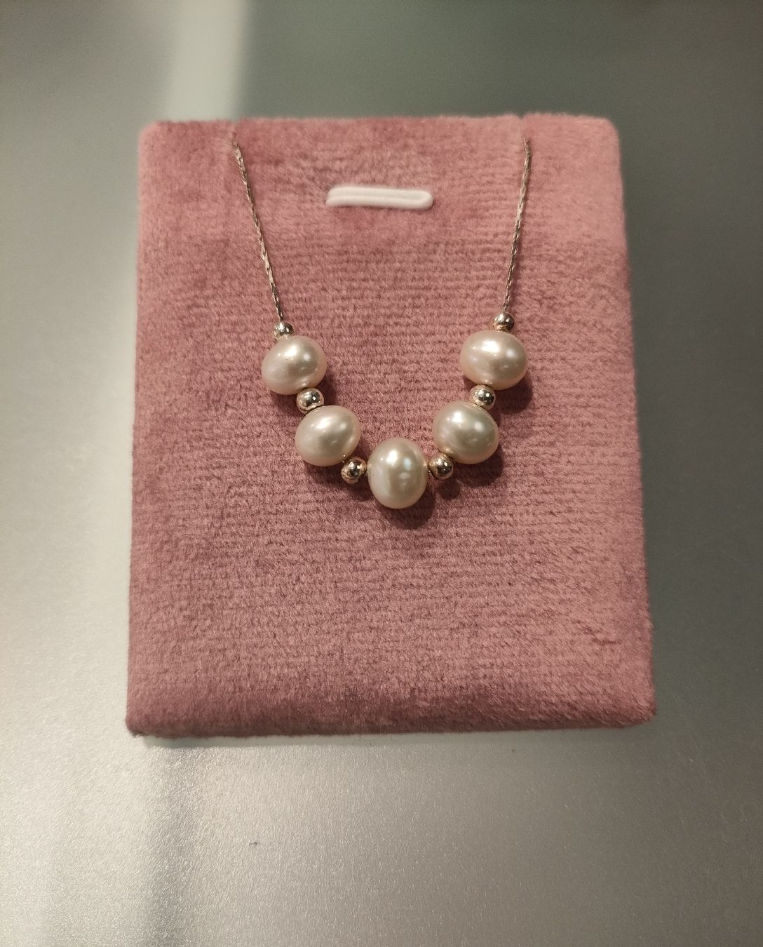 Catenine: Silber Kette mit Süsswasserperlen – Nuovo e nell'imballaggio originale da Bern venduto da Lidia.5 2