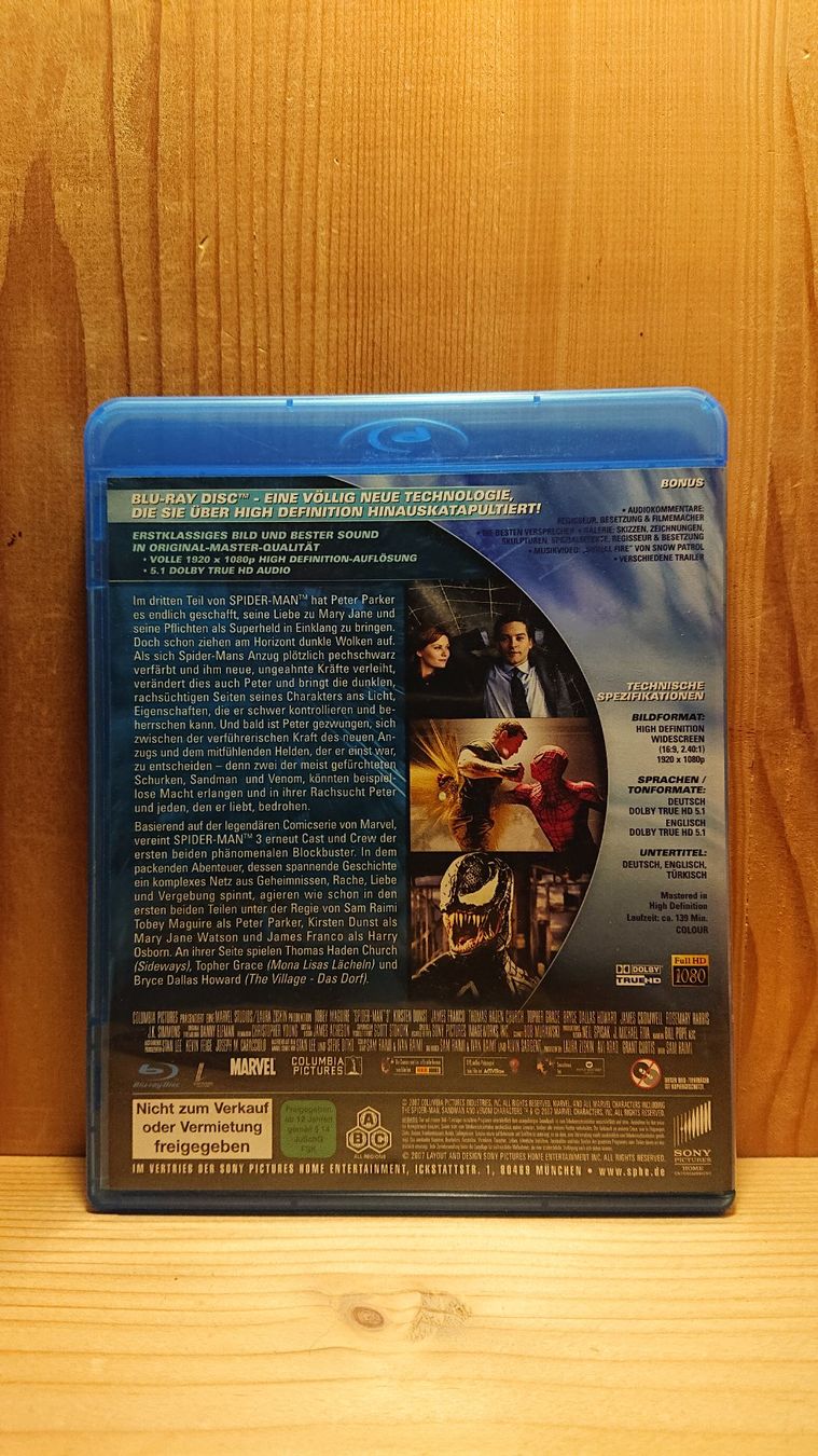Tous les DVDs: SPIDER-MAN 3 Blu-Ray – D'occasion à Wilderswil par Exebub 1