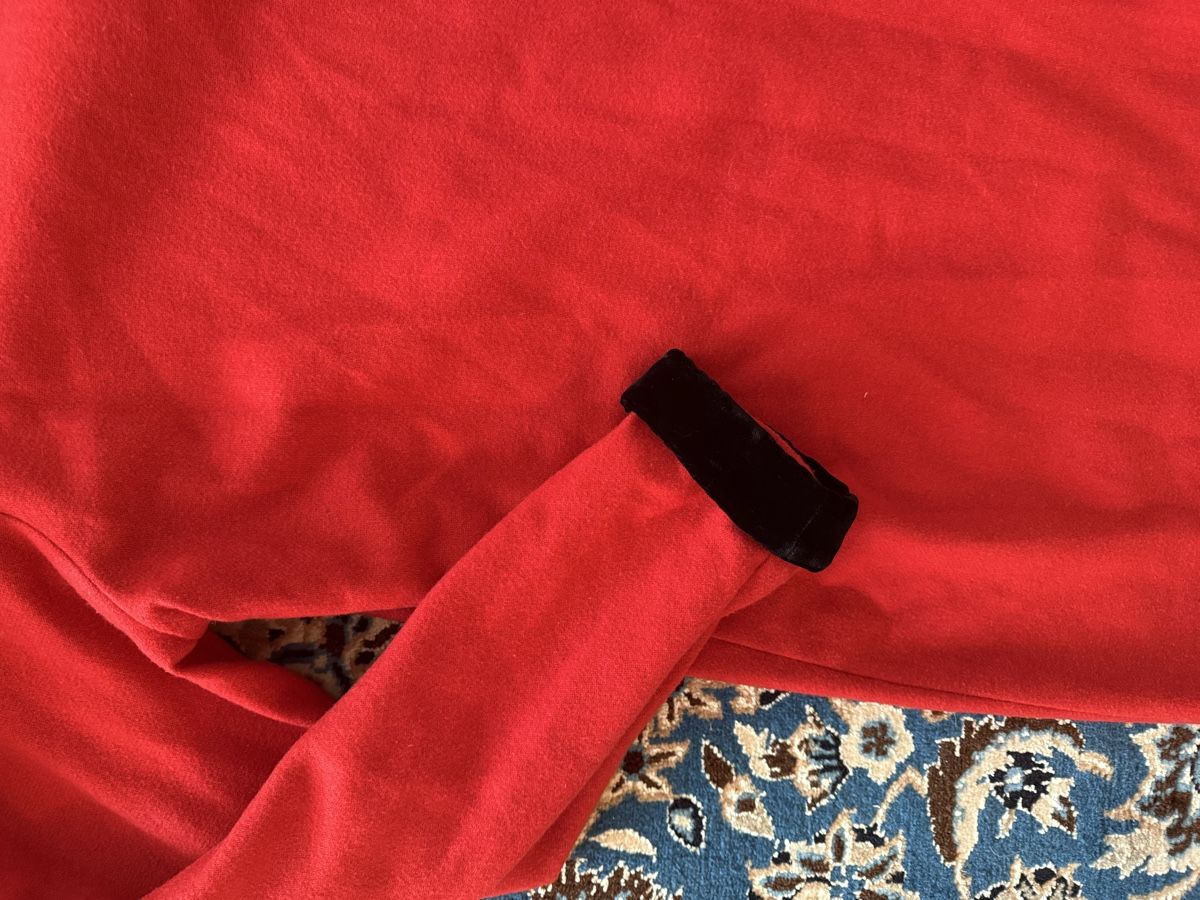 Vestiti: Rotes Vintage Kleid 1980s mit schwarzen Samtdetails – Usato da Locarno venduto da Ery02 2