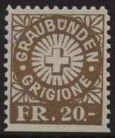 20 Fr. Fiskalmarke vom Kanton GRAUBÜNDEN