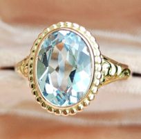 Sale✨Antiker hellblauer Spinell Ring 9ct 333 Gold