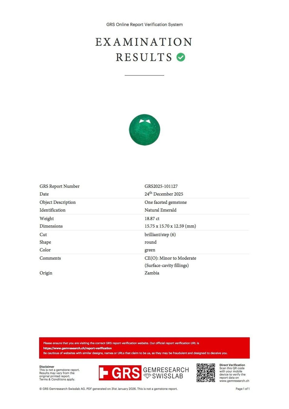 Pietre preziose: Natural Important Emerald Smaragd Gemstone 18.87ct Certified – Usato da Winterthur venduto da Tafr 2