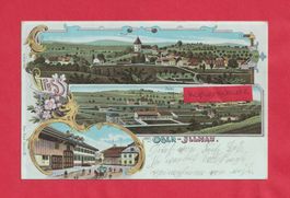 Gruss aus Ober-Jllnau (ZH) 3-Bild Farb-Litho anno 1900
