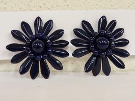 Vintage Ohrclips Clips Ohrschmuck Blau 60er 70er 80er Jahre