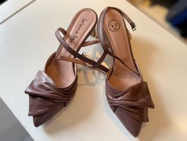 Lorena Paggi Pumps Gr. 39 Leder braun Riemchen