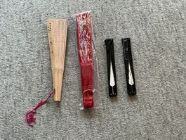 4 Fächer, Sommer Deko, Faltfächer Vintage, für heisse Tag...